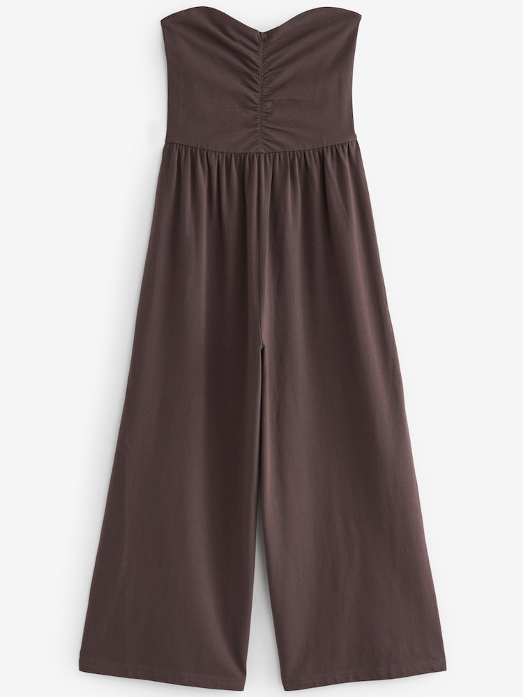 Chocolate Brown Bandeau Jersey Culotte Jumpsuit - Image 6 of 6