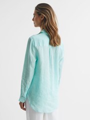 Reiss Aqua Campbell Linen Long Sleeve Shirt - Image 5 of 6