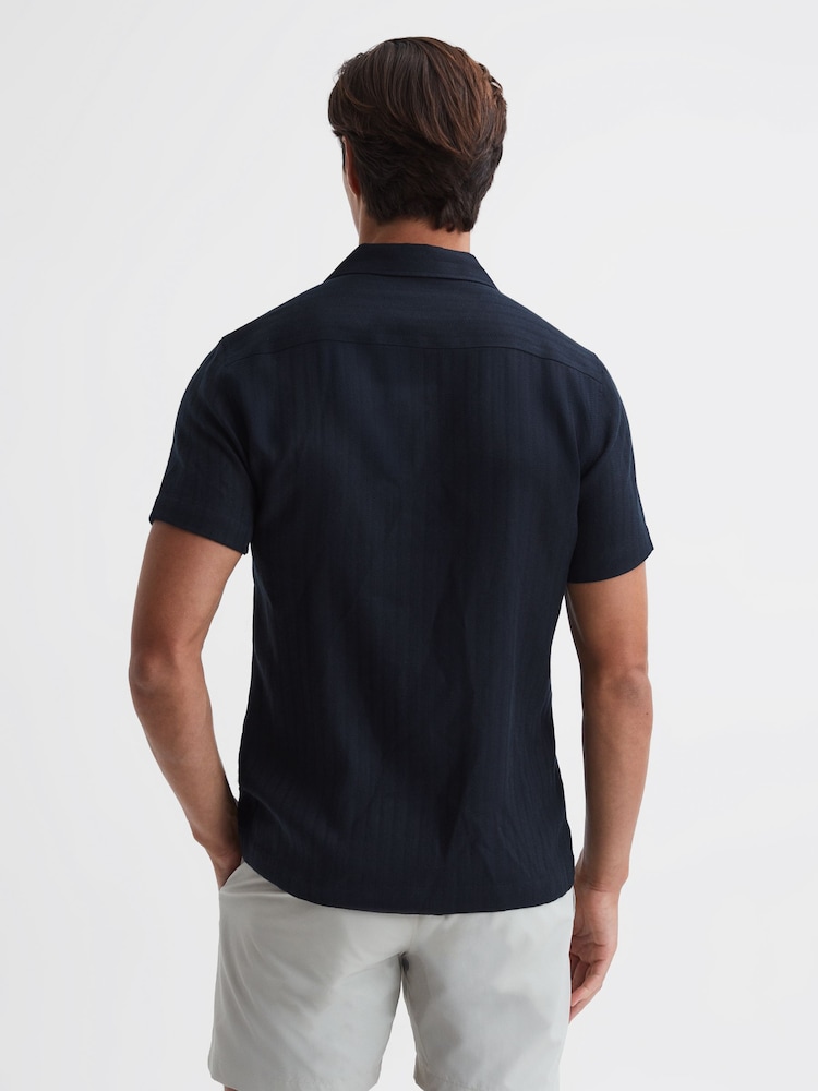 Reiss Navy Vitus Slim Fit Cuban Collar Twill Polo - Image 2 of 5