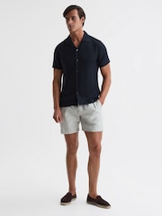 Reiss Navy Vitus Slim Fit Cuban Collar Twill Polo - Image 3 of 5