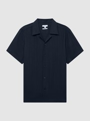 Reiss Navy Vitus Slim Fit Cuban Collar Twill Polo - Image 5 of 5