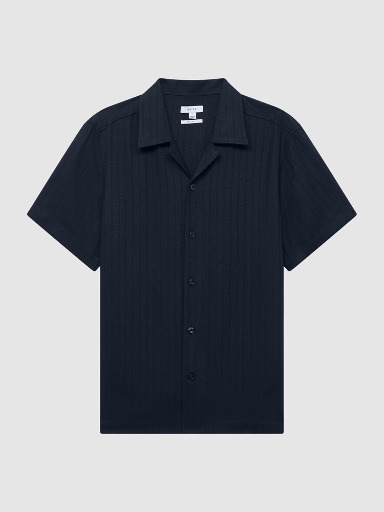 Reiss Navy Vitus Slim Fit Cuban Collar Twill Polo - Image 5 of 5