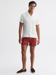 Reiss Ecru Vitus Slim Fit Cuban Collar Ribbed Polo - Image 1 of 4