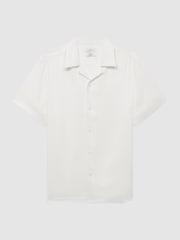 Reiss Ecru Vitus Slim Fit Cuban Collar Ribbed Polo - Image 2 of 4