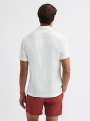 Reiss Ecru Vitus Slim Fit Cuban Collar Ribbed Polo - Image 4 of 4