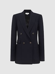 Reiss Navy Larsson Double Breasted Twill Blazer - Image 2 of 6