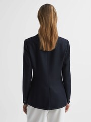 Reiss Navy Larsson Double Breasted Twill Blazer - Image 5 of 6