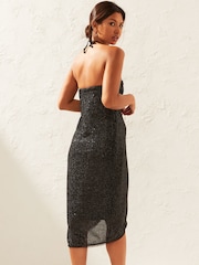 Black Sequin Midi Skirt/Bandeau Dress - Image 4 of 11