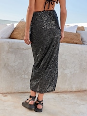 Black Sequin Midi Skirt/Bandeau Dress - Image 6 of 11