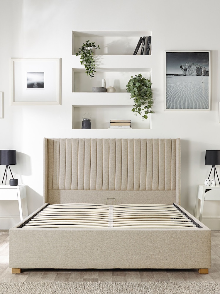 Catherine Lansfield Natural Soho Wing End Lift Ottoman Storage Bed - Image 7 of 7