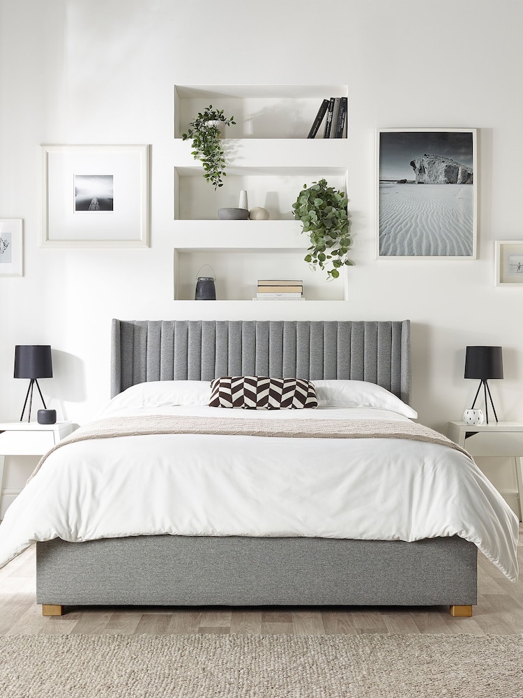 Catherine Lansfield Grey Soho Wing End Lift Ottoman Storage Bed - Image 1 of 7