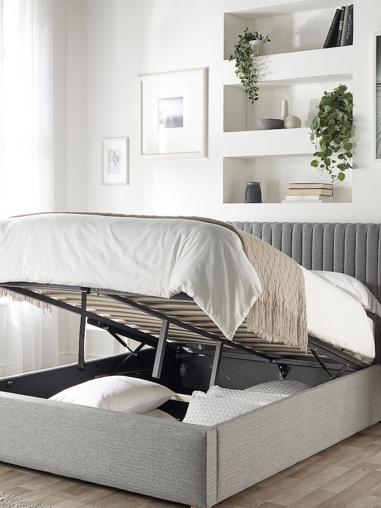 Catherine Lansfield Grey Soho Wing End Lift Ottoman Storage Bed - Image 3 of 7