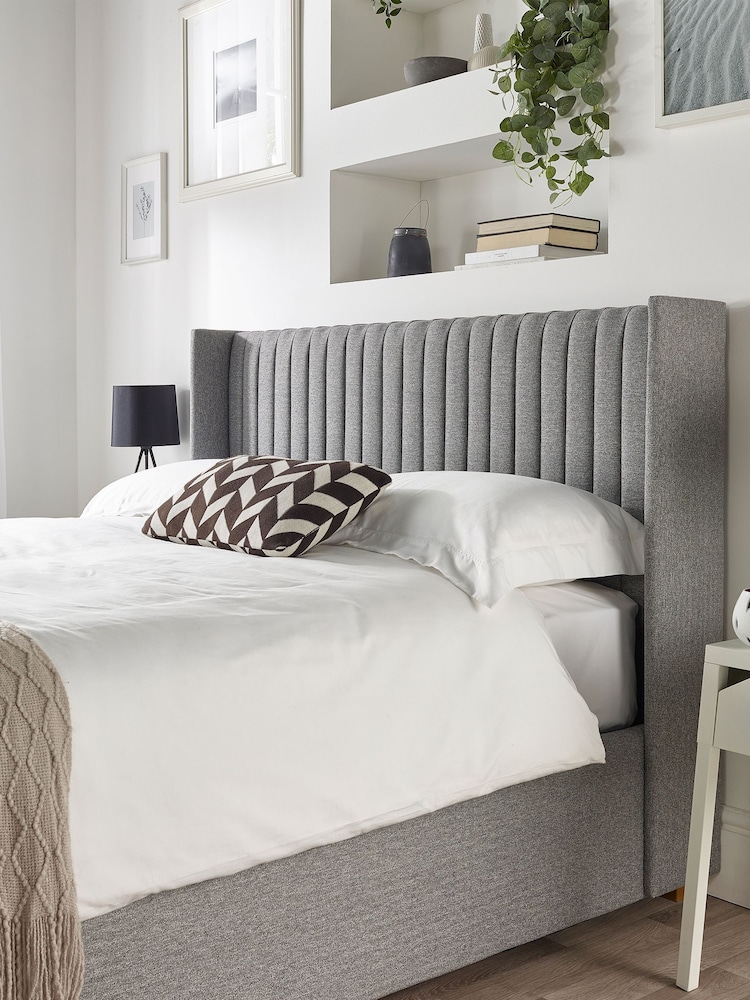 Catherine Lansfield Grey Soho Wing End Lift Ottoman Storage Bed - Image 5 of 7