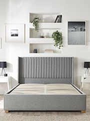 Catherine Lansfield Grey Soho Wing End Lift Ottoman Storage Bed - Image 6 of 7
