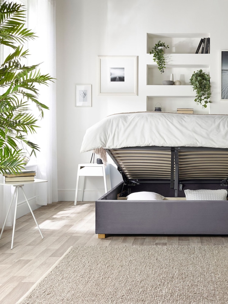 Catherine Lansfield Grey Utopia Wing End Lift Ottoman Storage Bed - Image 2 of 6