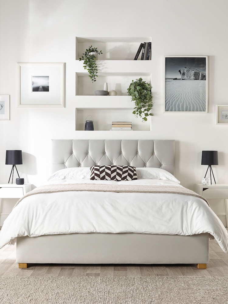 Catherine Lansfield Silver Boutique End Lift Ottoman Storage Bed - Image 1 of 7