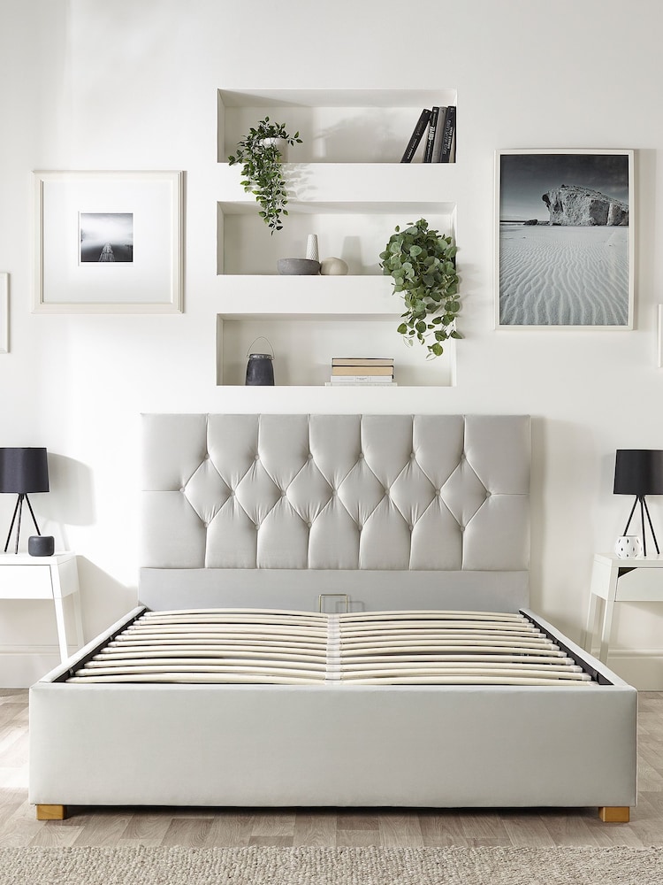 Catherine Lansfield Silver Boutique End Lift Ottoman Storage Bed - Image 6 of 7