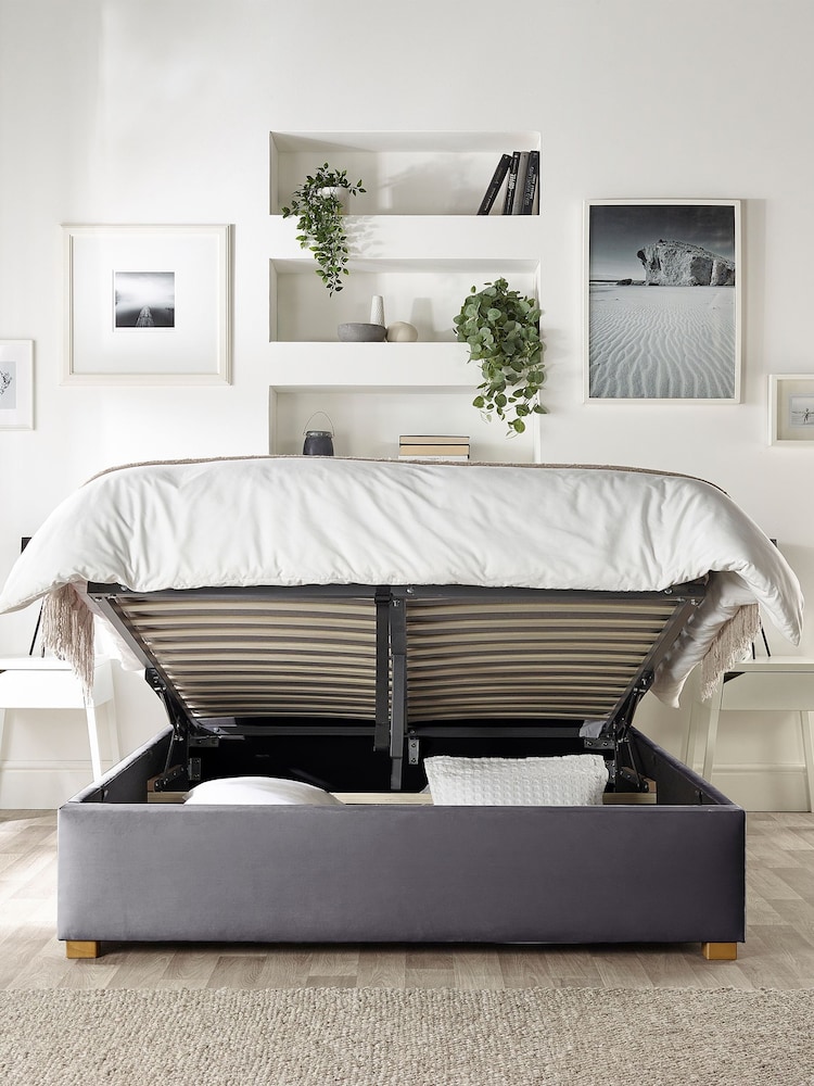 Catherine Lansfield Grey Boutique End Lift Ottoman Storage Bed - Image 2 of 7