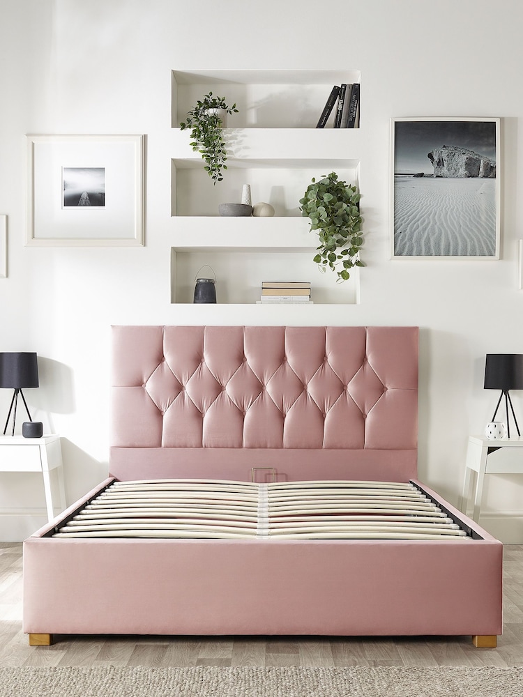 Catherine Lansfield Pink Boutique End Lift Ottoman Storage Bed - Image 6 of 7