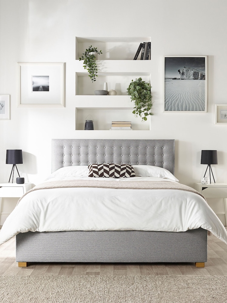 Catherine Lansfield Grey Opulence End Lift Ottoman Storage Bed - Image 1 of 7