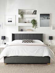 Catherine Lansfield Charcoal Grey Soho Wing End Lift Ottoman Storage Bed - Image 1 of 7