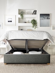 Catherine Lansfield Charcoal Grey Soho Wing End Lift Ottoman Storage Bed - Image 2 of 7