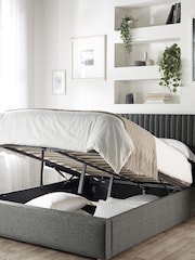 Catherine Lansfield Charcoal Grey Soho Wing End Lift Ottoman Storage Bed - Image 3 of 7