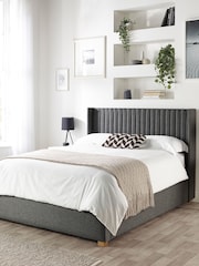 Catherine Lansfield Charcoal Grey Soho Wing End Lift Ottoman Storage Bed - Image 4 of 7