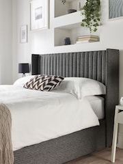 Catherine Lansfield Charcoal Grey Soho Wing End Lift Ottoman Storage Bed - Image 5 of 7