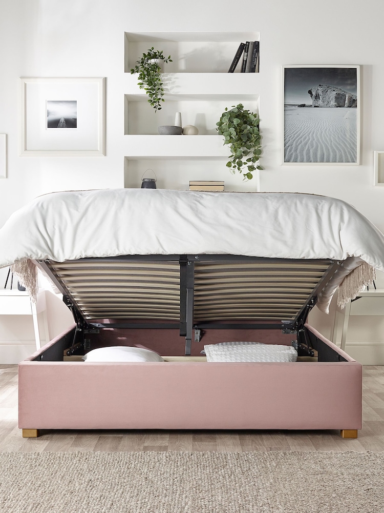 Catherine Lansfield Pink Utopia Wing End Lift Ottoman Storage Bed - Image 2 of 6