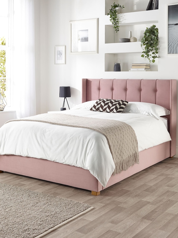 Catherine Lansfield Pink Utopia Wing End Lift Ottoman Storage Bed - Image 4 of 6