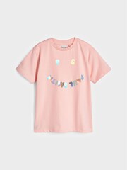 Paul Smith Junior Short Sleeve Holographic 'Happy' Design T-Shirt - Image 1 of 4