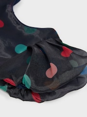 Paul Smith Junior Girls Navy Occasion 'Artist Stripe' Polka Dot Dress - Image 6 of 7