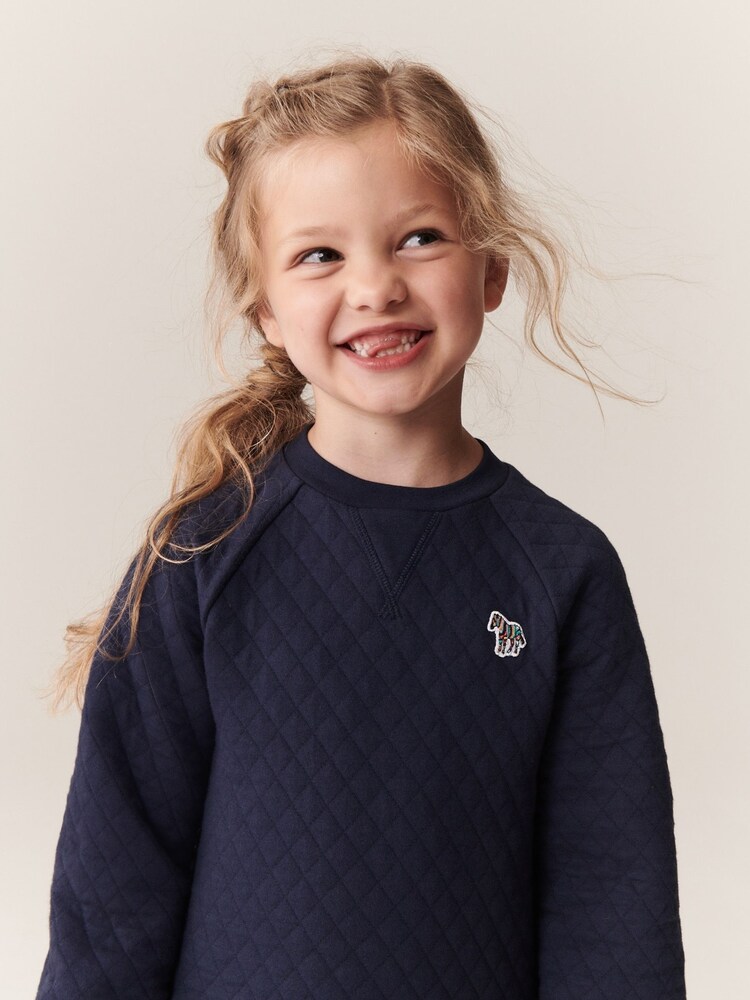 Paul Smith Junior Mädchen Kleid mit Sweatshirt, Zebralogo und Blumenmuster, Marineblau - Bild 2 von 7