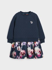 Paul Smith Junior Mädchen Kleid mit Sweatshirt, Zebralogo und Blumenmuster, Marineblau - Bild 3 von 7