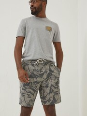 FatFace Grey Camber Leaf Print Swim Shorts - Image 1 of 4