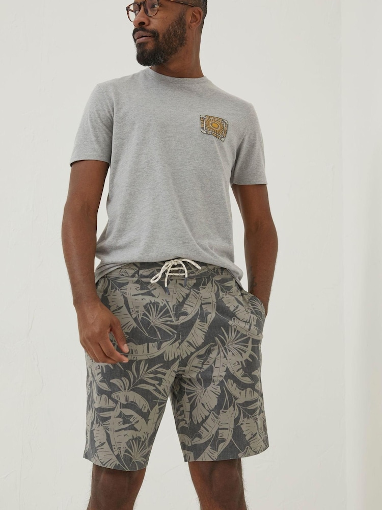 FatFace Grey Camber Leaf Print Swim Shorts - Image 1 of 4