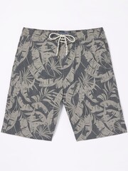 FatFace Grey Camber Leaf Print Swim Shorts - Image 4 of 4