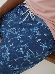 FatFace Blue Camber Beach Print Swim Shorts - Image 3 of 4