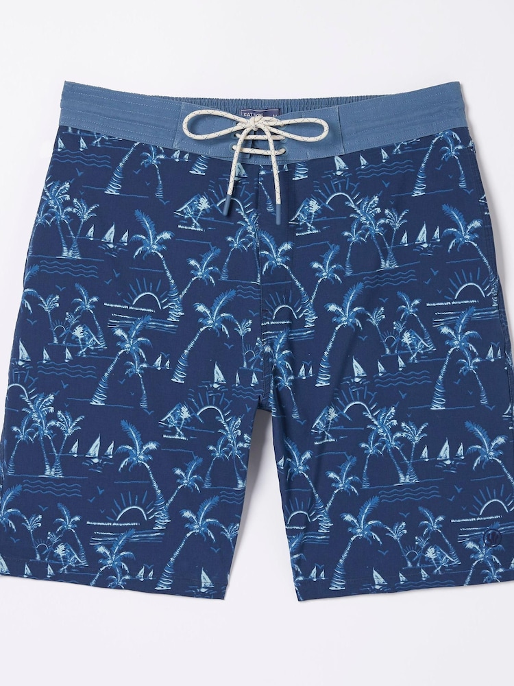 FatFace Blue Camber Beach Print Swim Shorts - Image 4 of 4