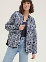FatFace Blue Printed Watercolour Batik Jacket - Image 1 of 6