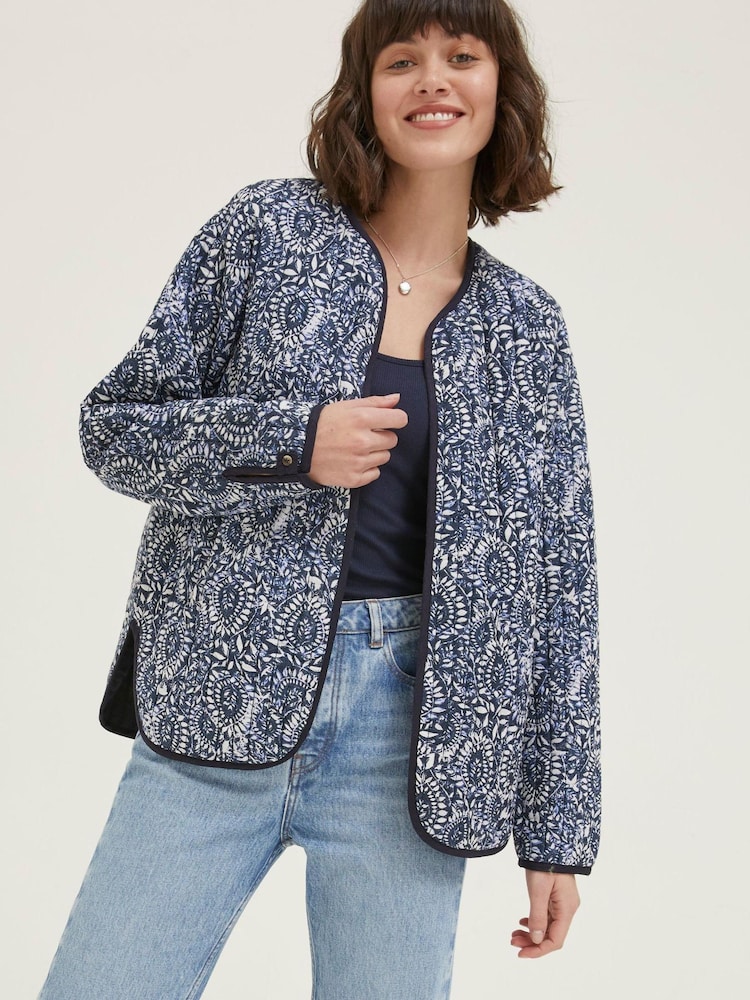 FatFace Blue Printed Watercolour Batik Jacket - Image 1 of 6 FatFace Blue Printed Watercolour Batik Jacket - Image 1 of 6