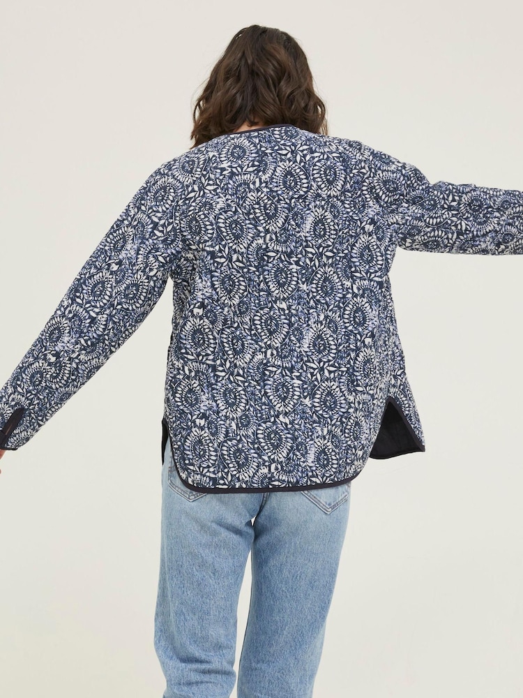 FatFace Blue Printed Watercolour Batik Jacket - Image 2 of 6