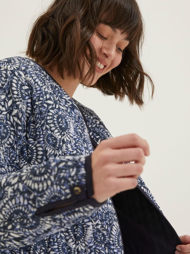 FatFace Blue Printed Watercolour Batik Jacket - Image 5 of 6