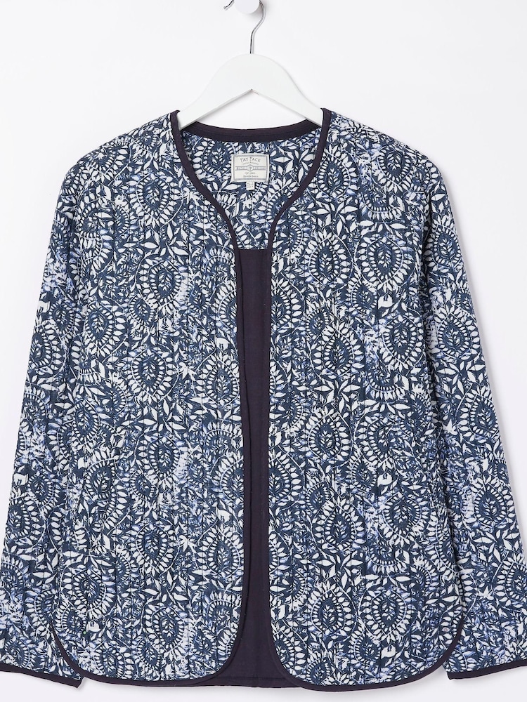 FatFace Blue Printed Watercolour Batik Jacket - Image 6 of 6