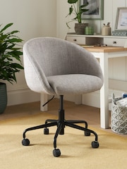 Chunky Weave Dove Grey Otis Black Base Office Chair - Image 1 of 8