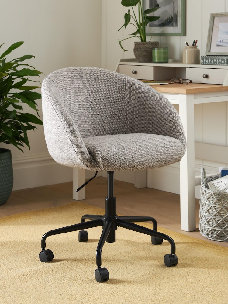 Chunky Weave Dove Grey Otis Black Base Office Chair - Image 1 of 8