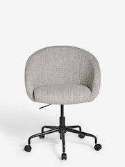 Chunky Weave Dove Grey Otis Black Base Office Chair - Image 2 of 8