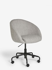 Chunky Weave Dove Grey Otis Black Base Office Chair - Image 3 of 8