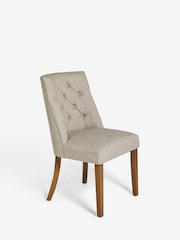 Set of 2 Chunky Weave Mid Natural Wolton Walnut Effect Leg Collection Luxe Button Dining Chairs - Image 4 of 5